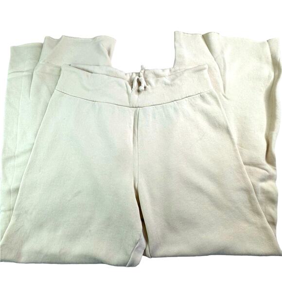 Wildfox Rough Hem Wide Leg Joggers Sweatpants Lounge Pants - BEIGE CREAM - Picture 2 of 5